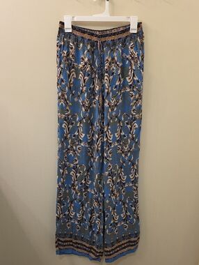 We Love Fashion Wide-Leg Printed Blue Palazzo Pants